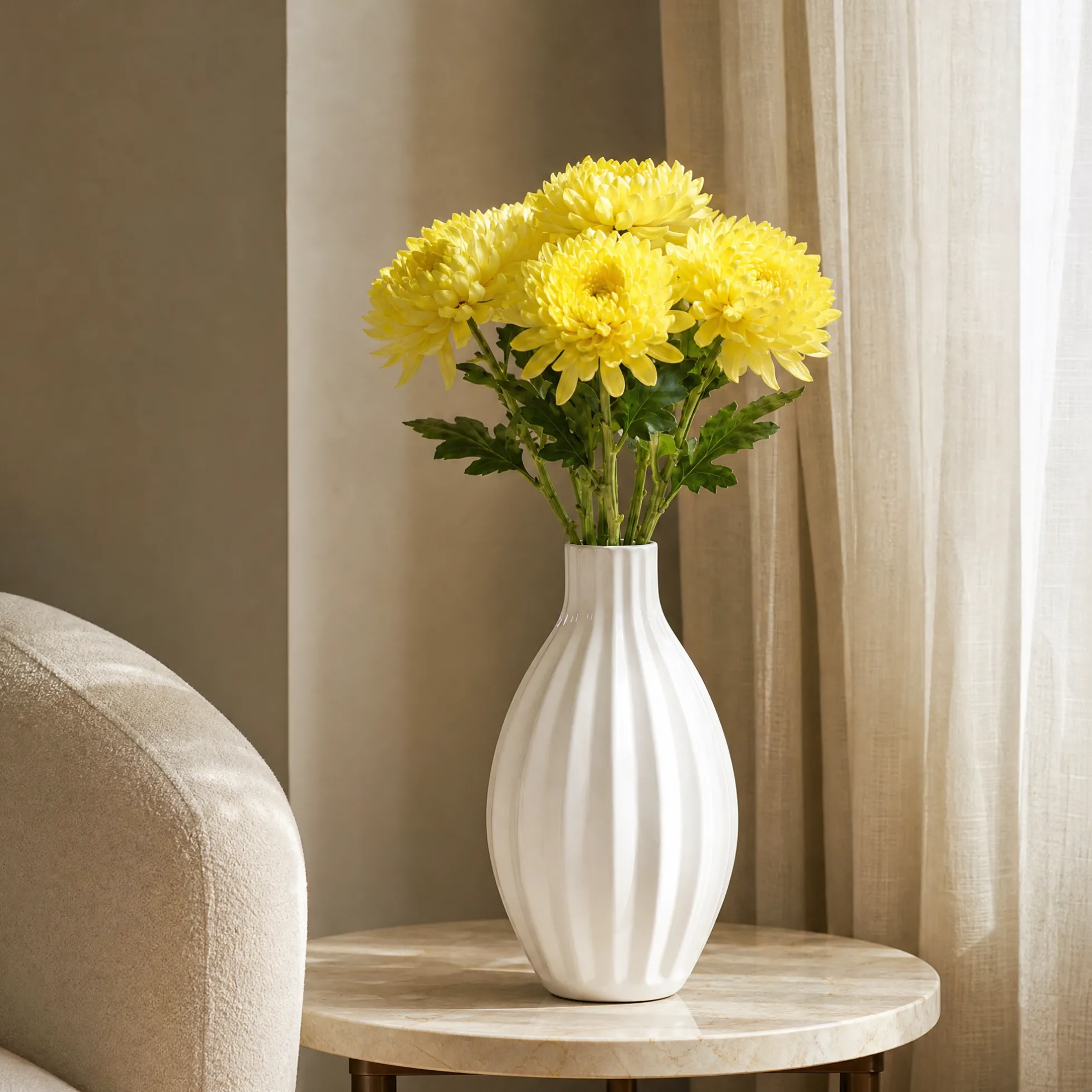 Bouquet de Chrysanthèmes jaune 5 tiges