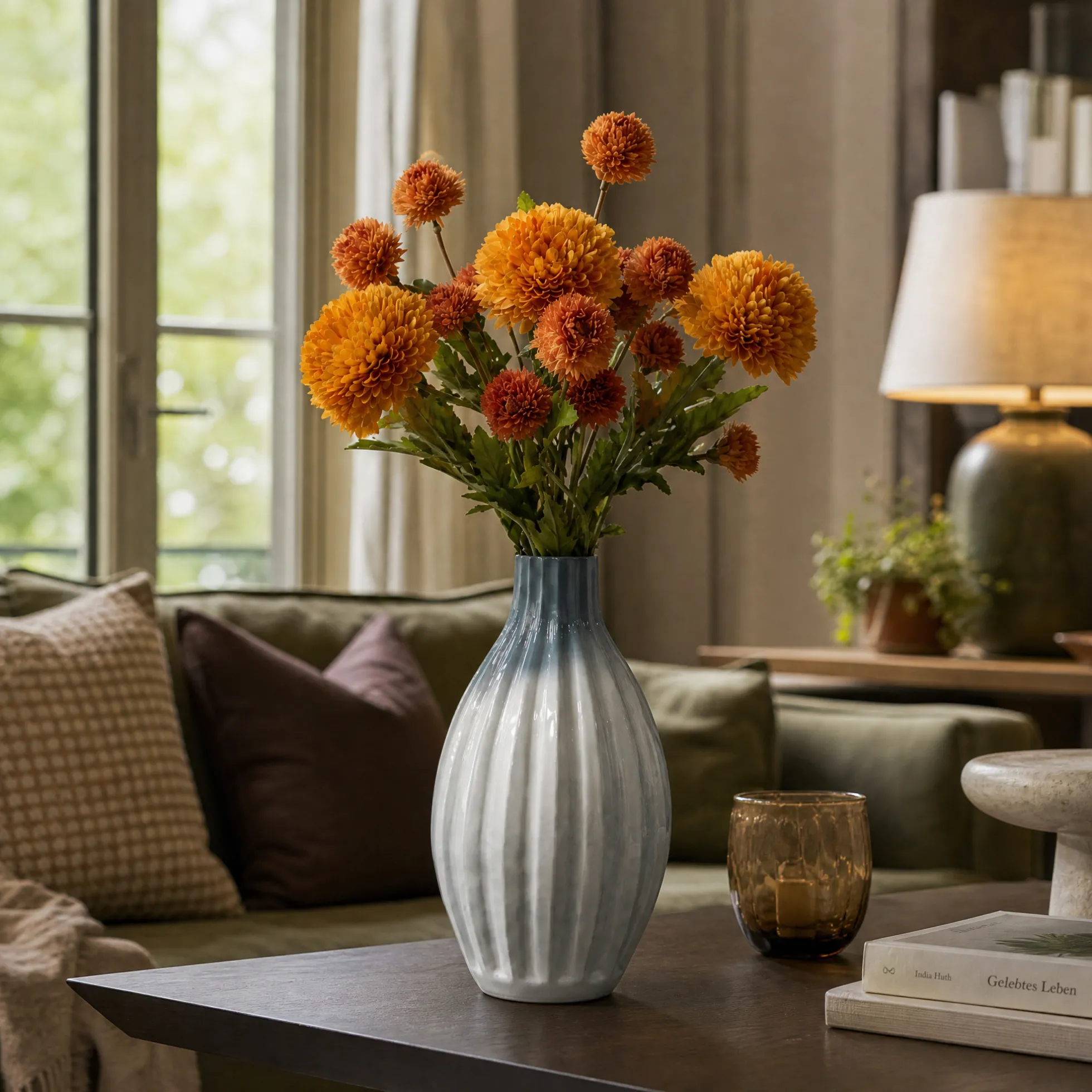 Bouquet de Dahlias orange 6 tiges