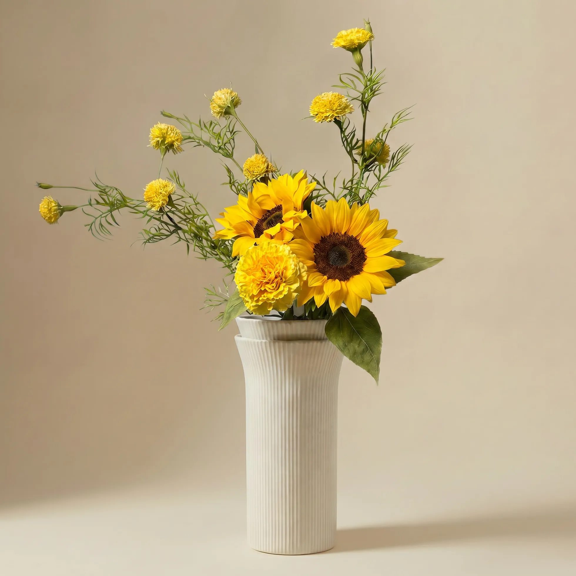 Bouquet Tournesols jaunes 5 tiges