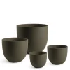 4 Cache-Pots Terra arrondis marron granito