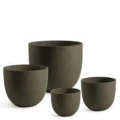 4 Cache-Pots Terra arrondis marron granito