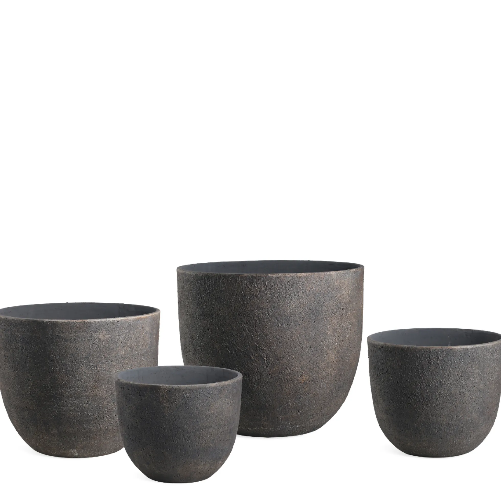 4 Cache-Pots Terra arrondis marron foncé