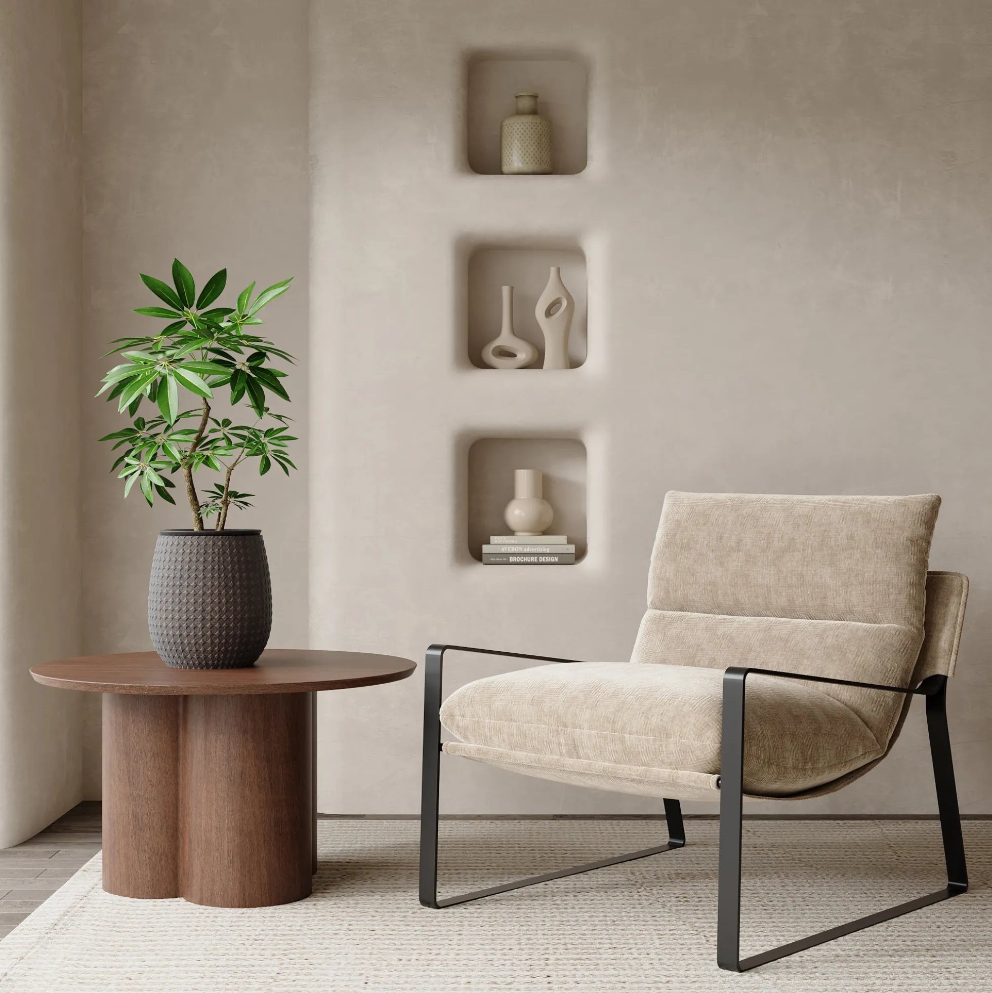 3 Cache-Pots Zen motif losanges gris
