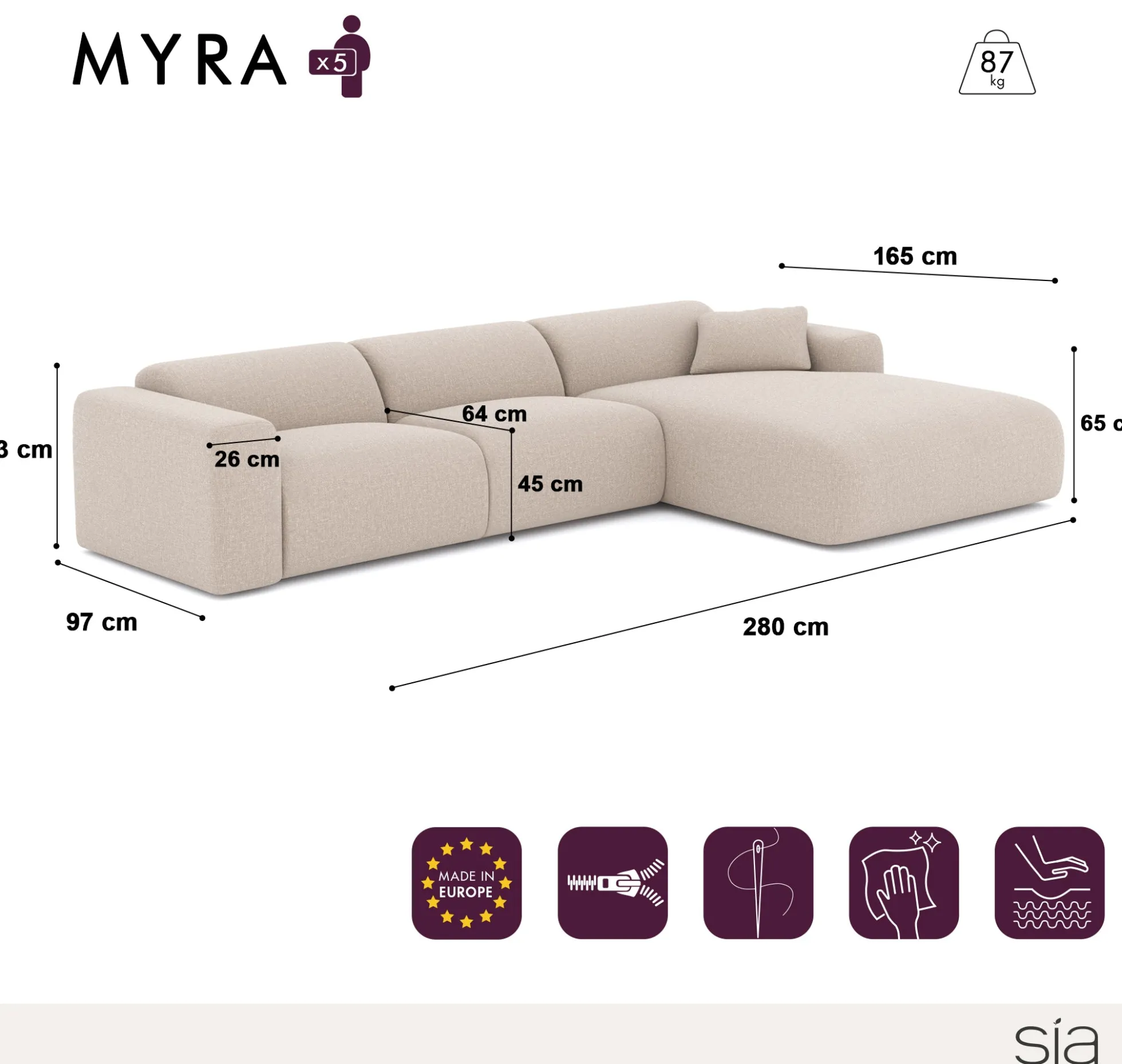 Canapé Angle Droit Myra