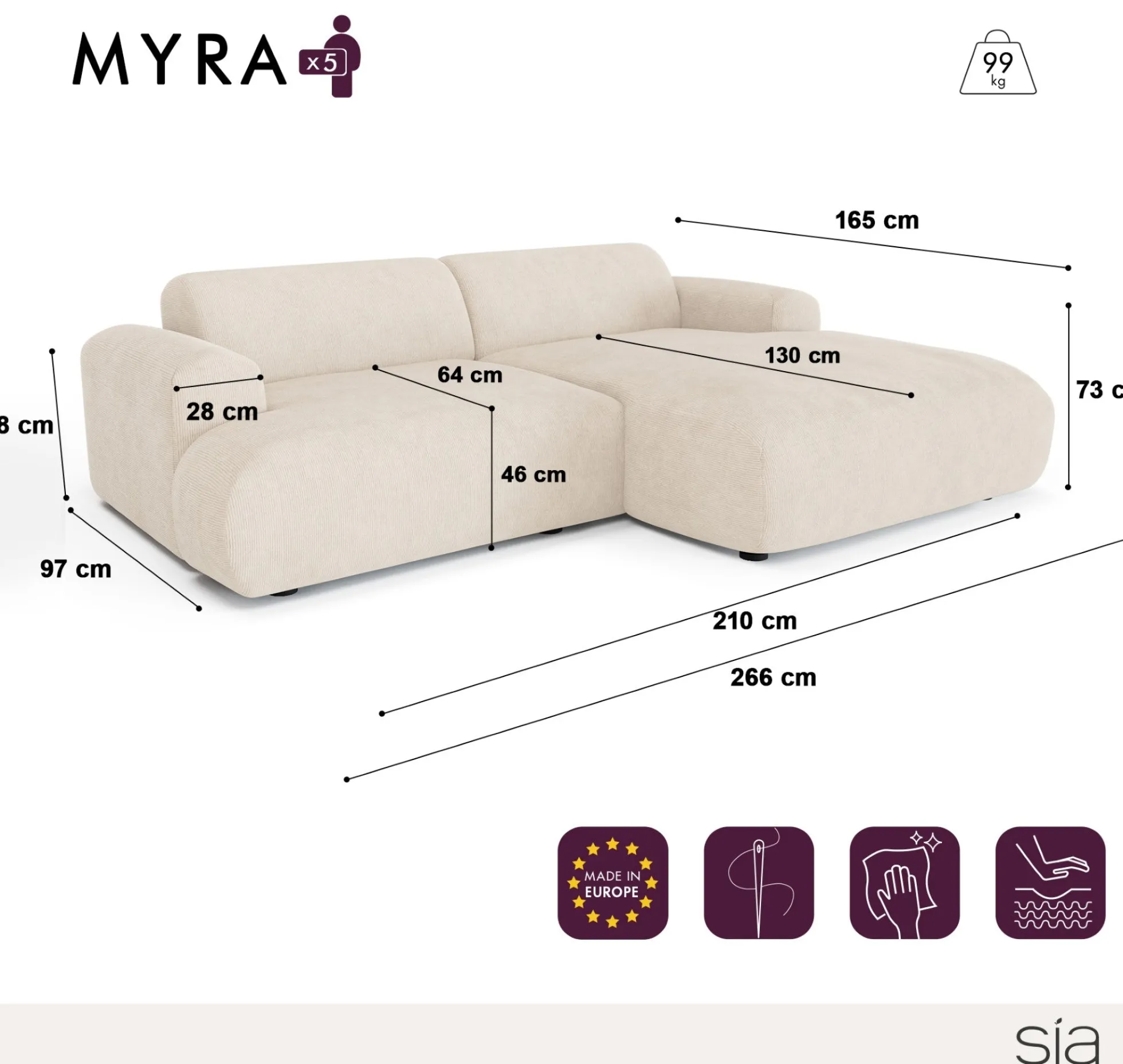 Canapé Angle Droit Myra
