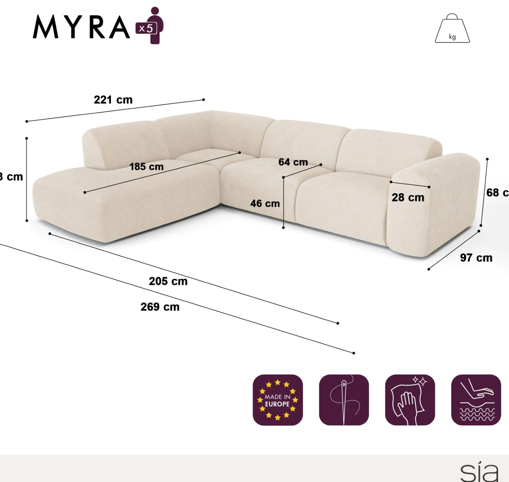 Canapé Angle Gauche Myra