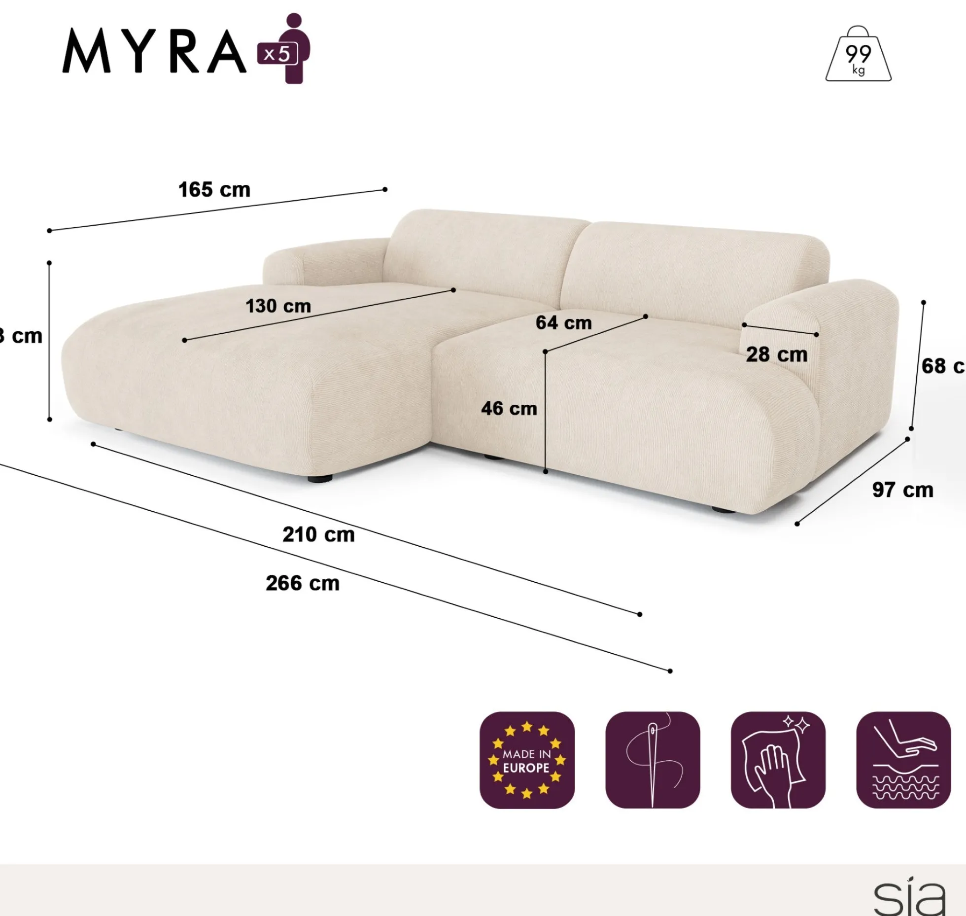 Canapé Angle Gauche Myra