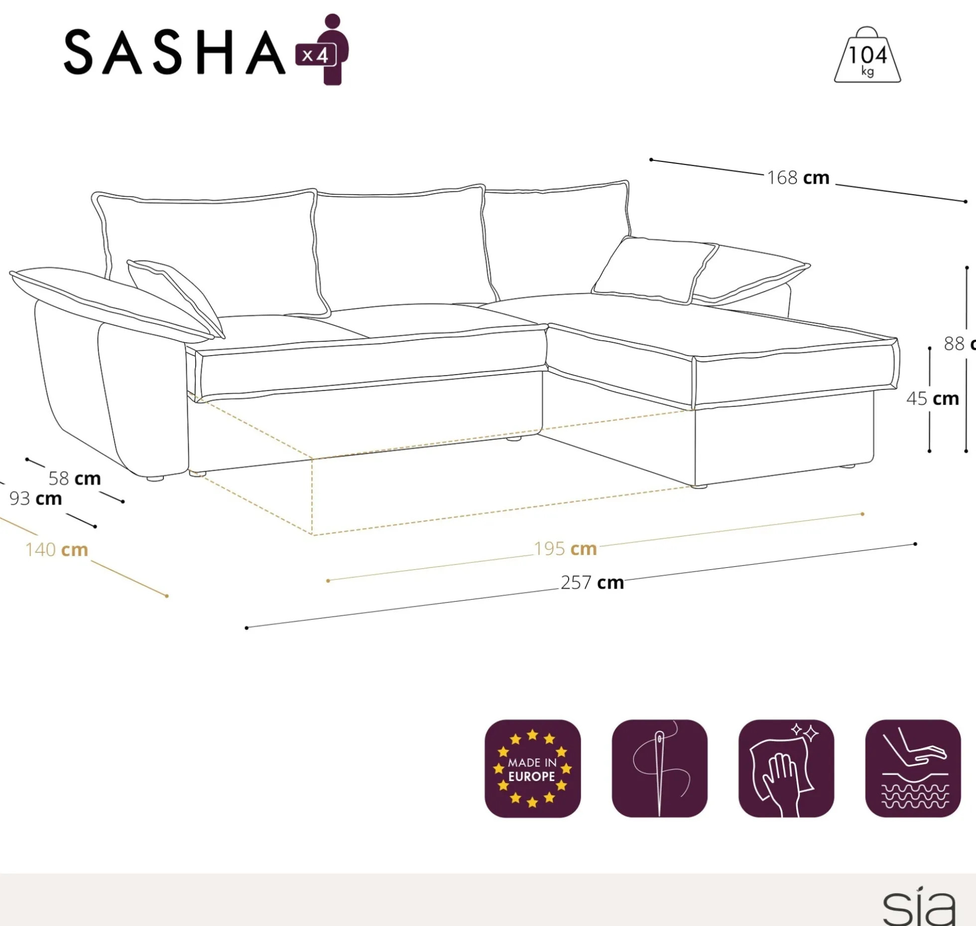 Canapé Convertible Angle Droit Sasha