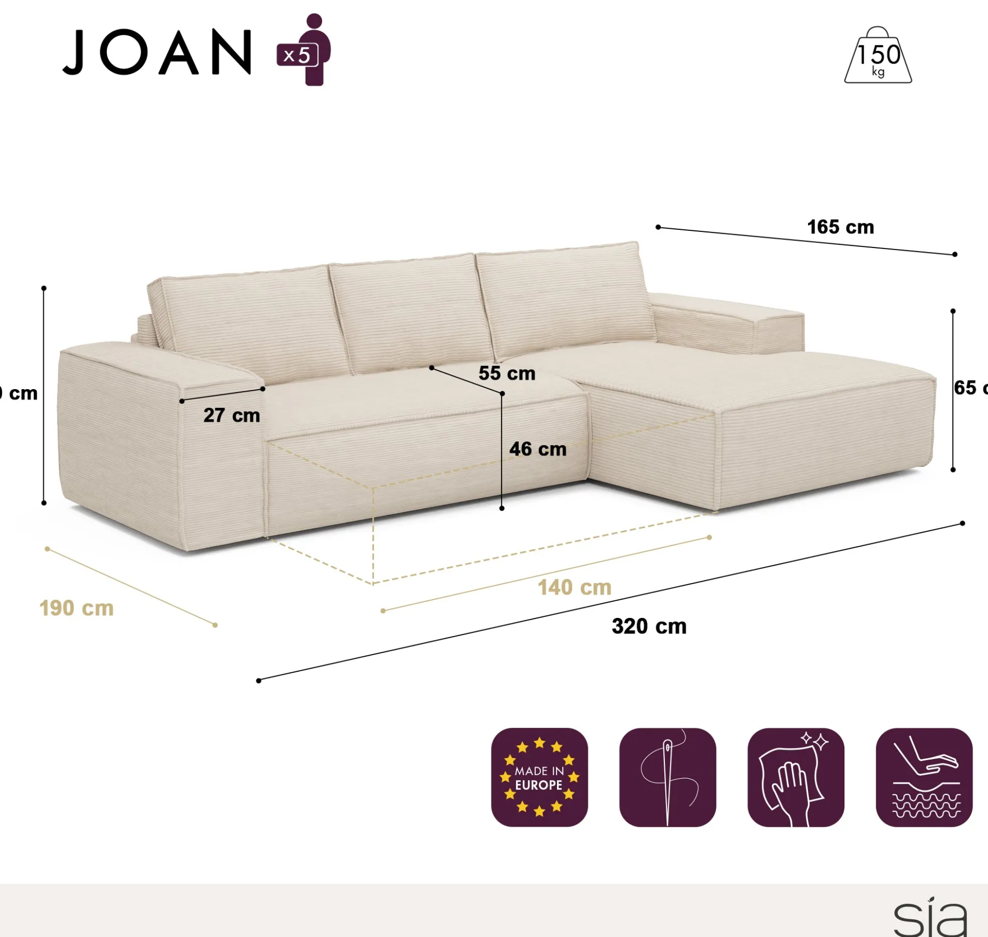Canapé Convertible Angle Droit Joan