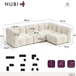 Canapé d'angle droit modulable NUBI