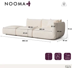 Canapé d'angle droit modulable 4-5 places Nooma