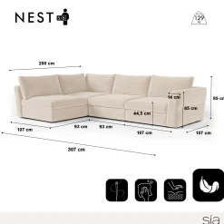 Canapé d'angle gauche modulable 5-6 places Nest