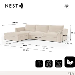 Canapé d'angle réversible 5-6 places Nest