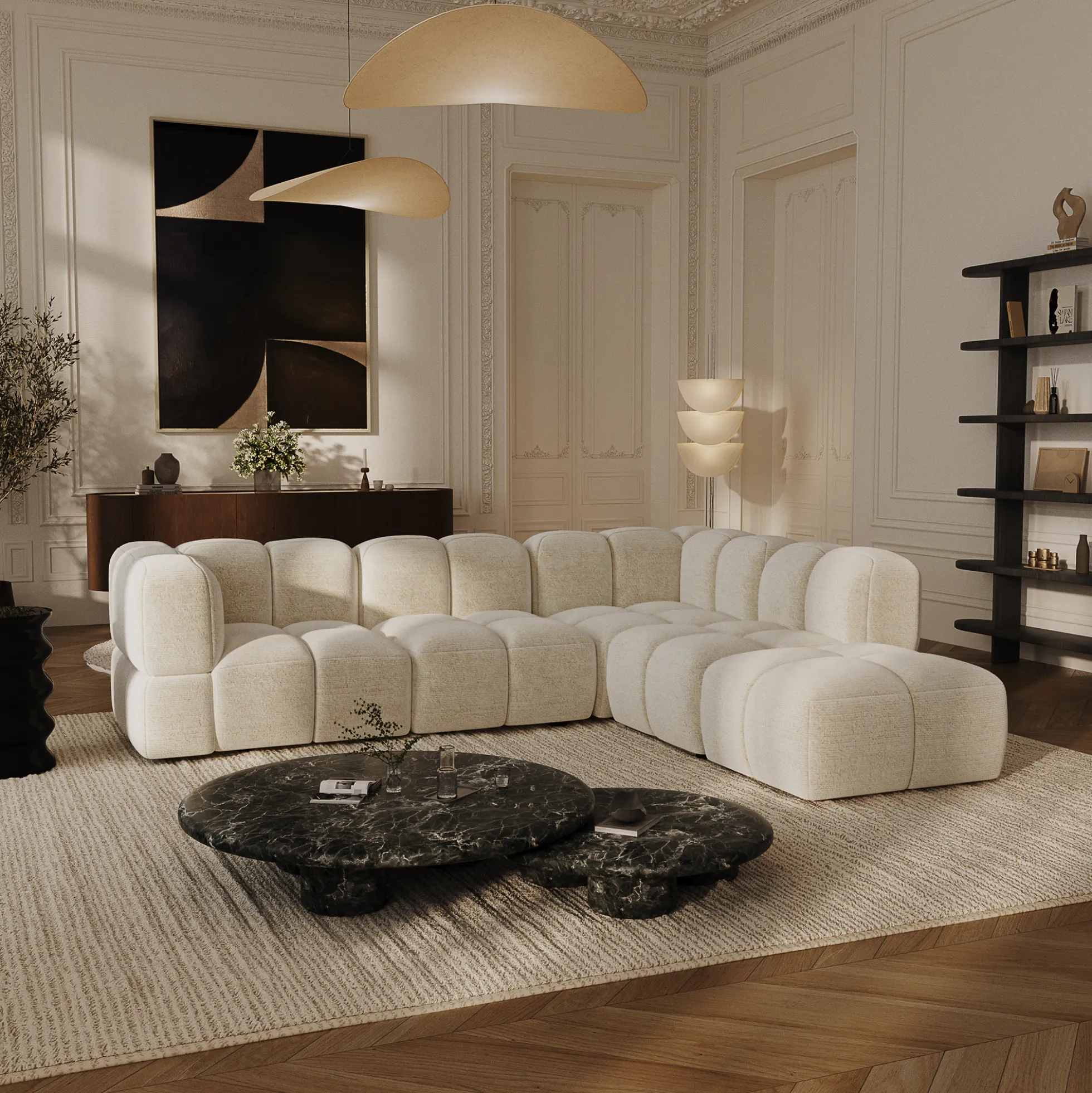Canapé grand angle droit modulable NUBI