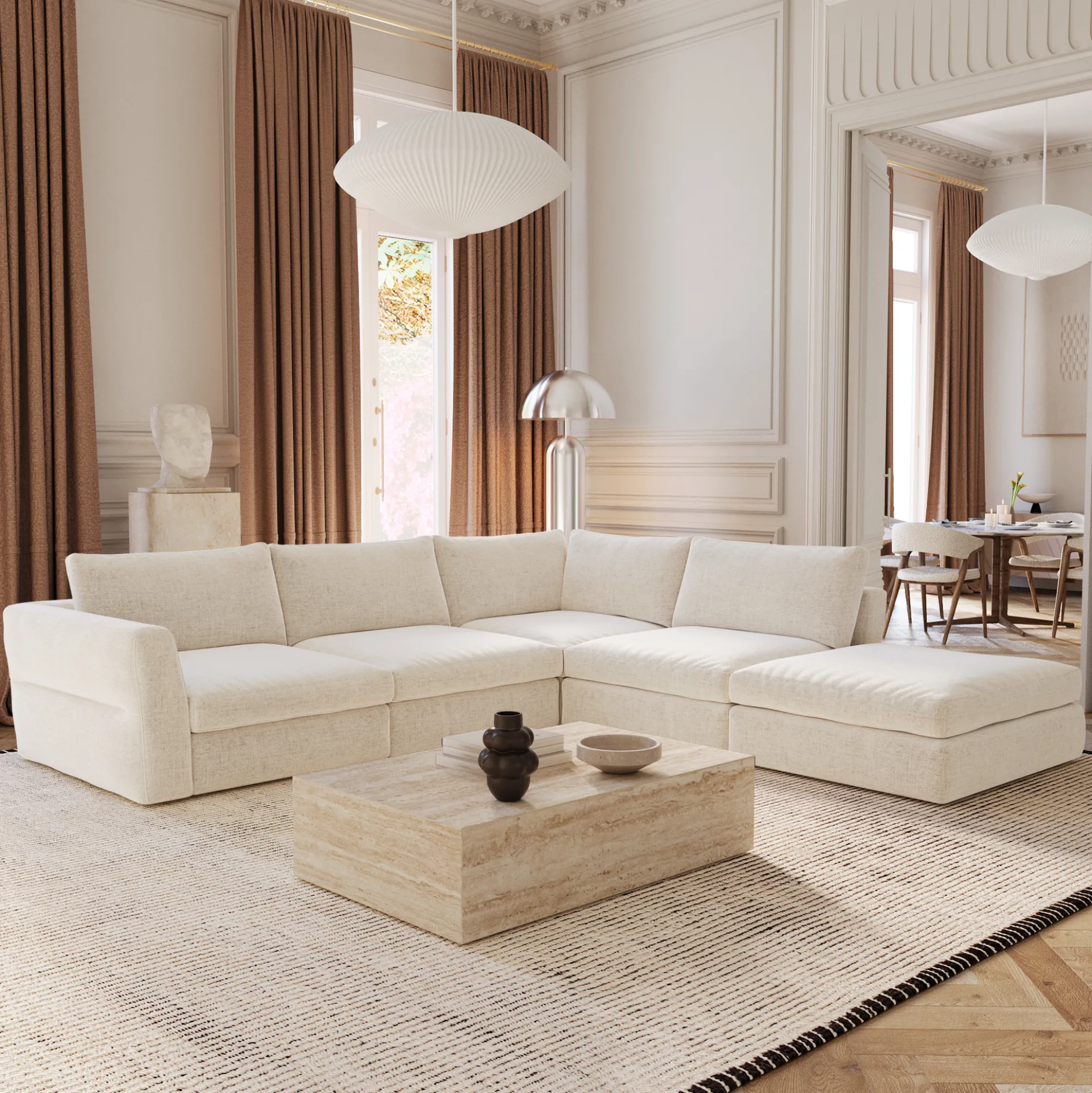Canapé grand angle droit modulable 7 places Nest