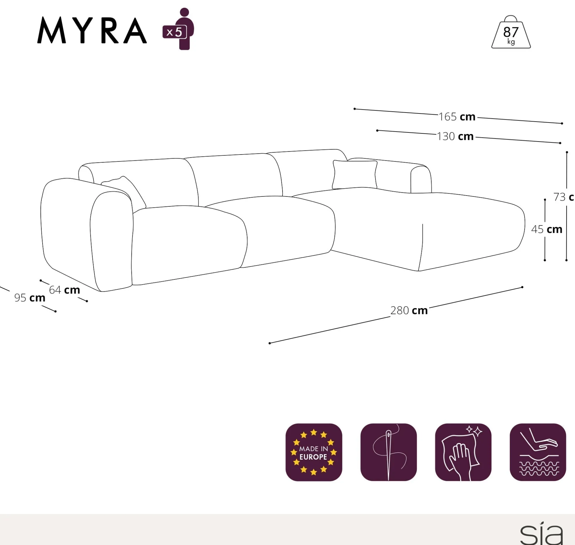 Canapé Grand Angle Droit Myra