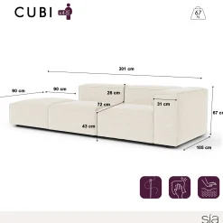 Canapé modulable droit CUBI