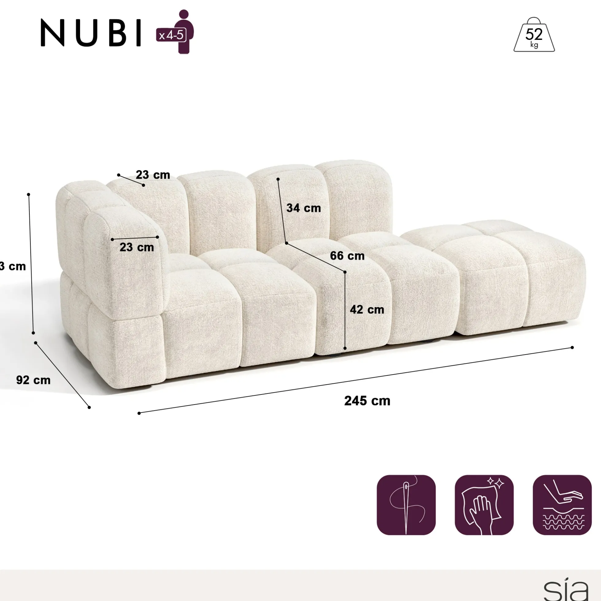 Canapé modulable gauche NUBI