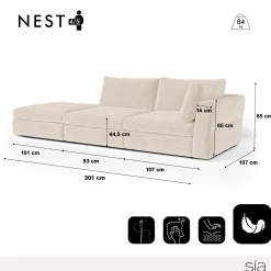 Canapé modulable 4-5 places droit Nest