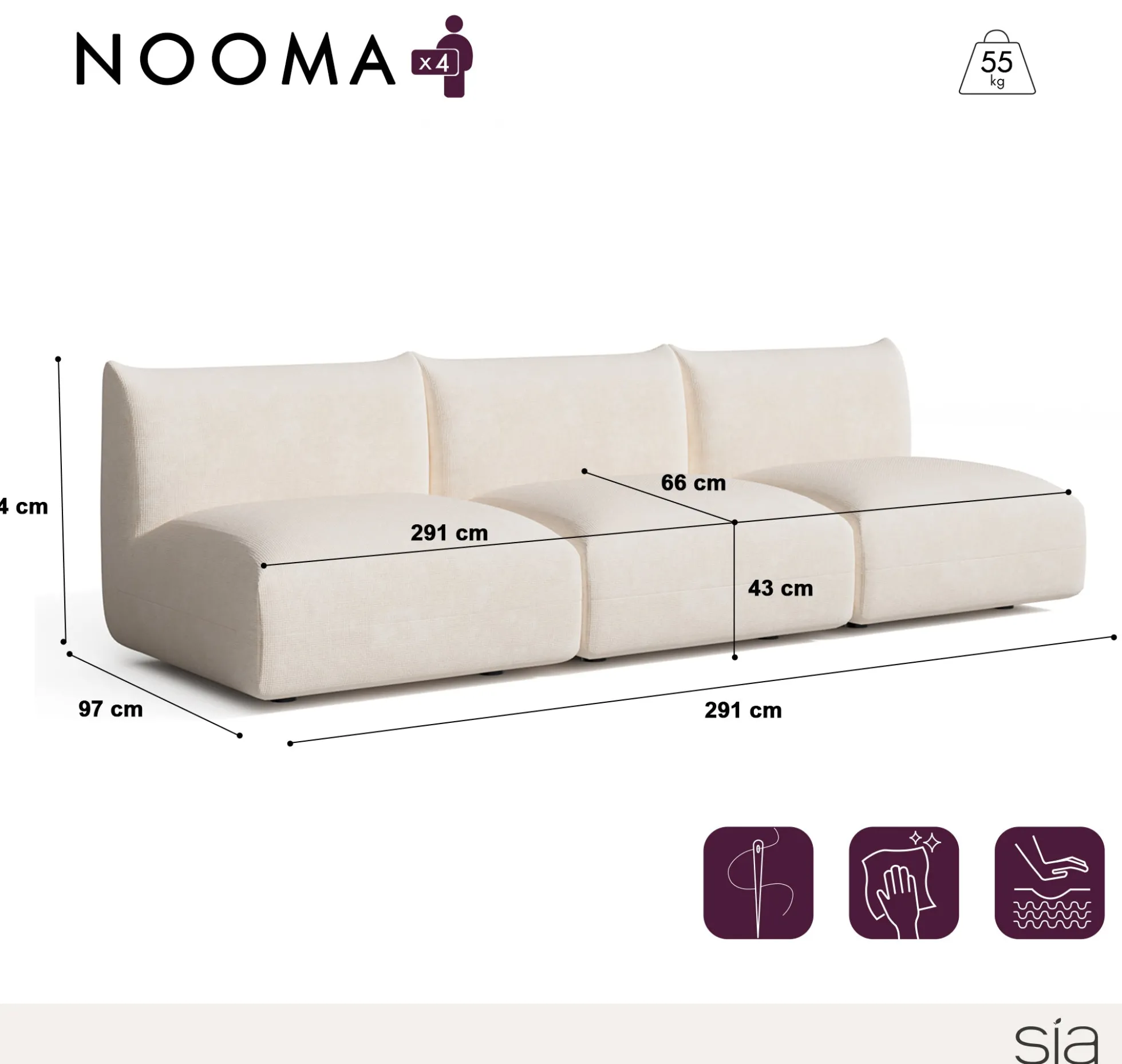 Canapé modulable 4-5 places NOOMA