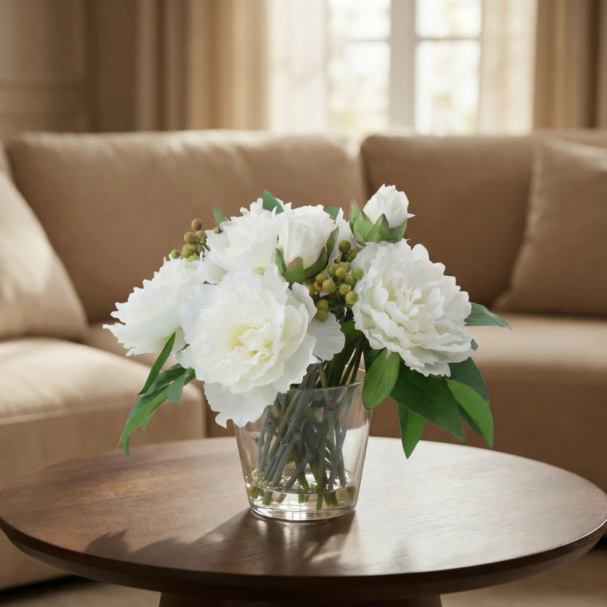 Composition de Pivoines et Baies