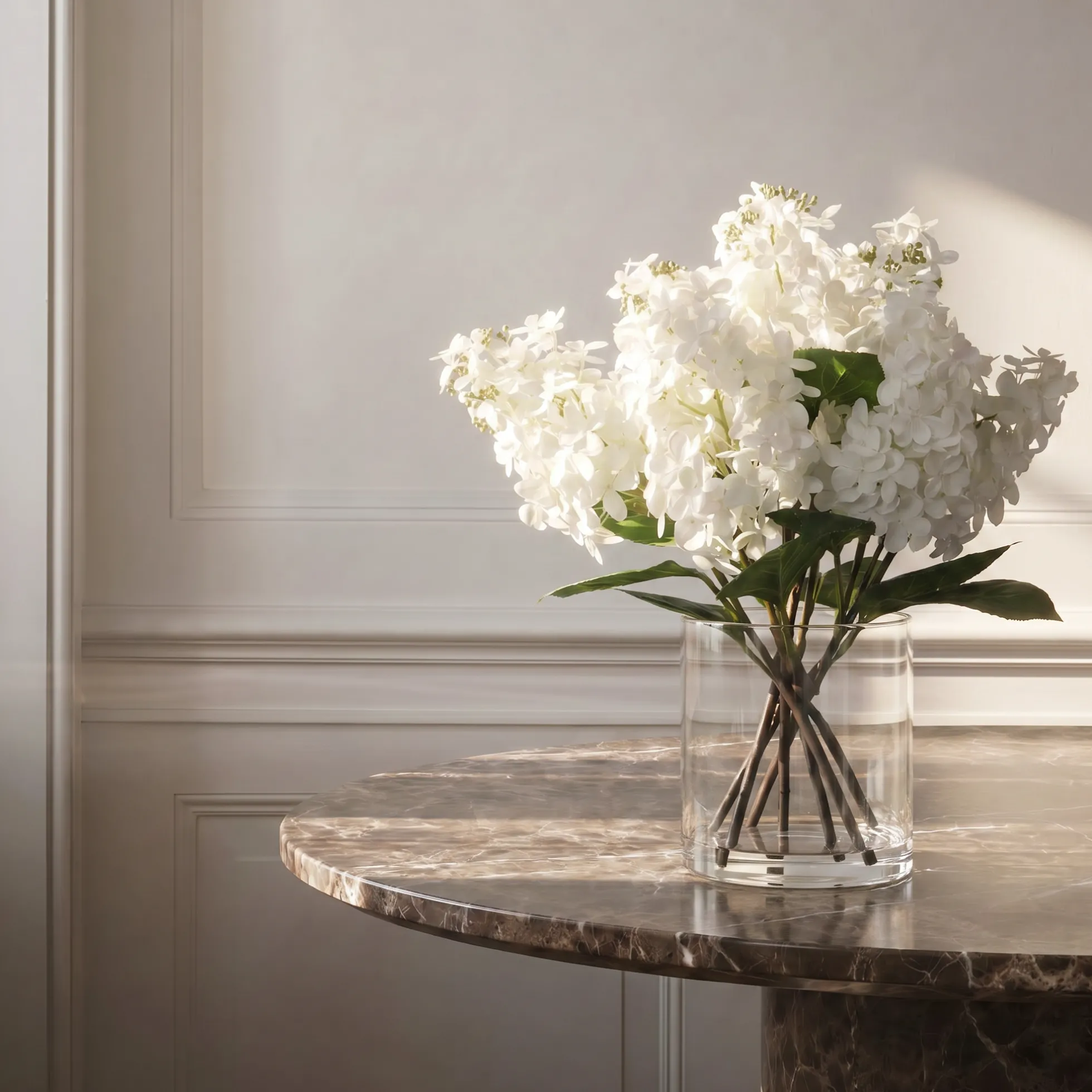 Composition d'Hydrangeas pointus en vase 55 cm