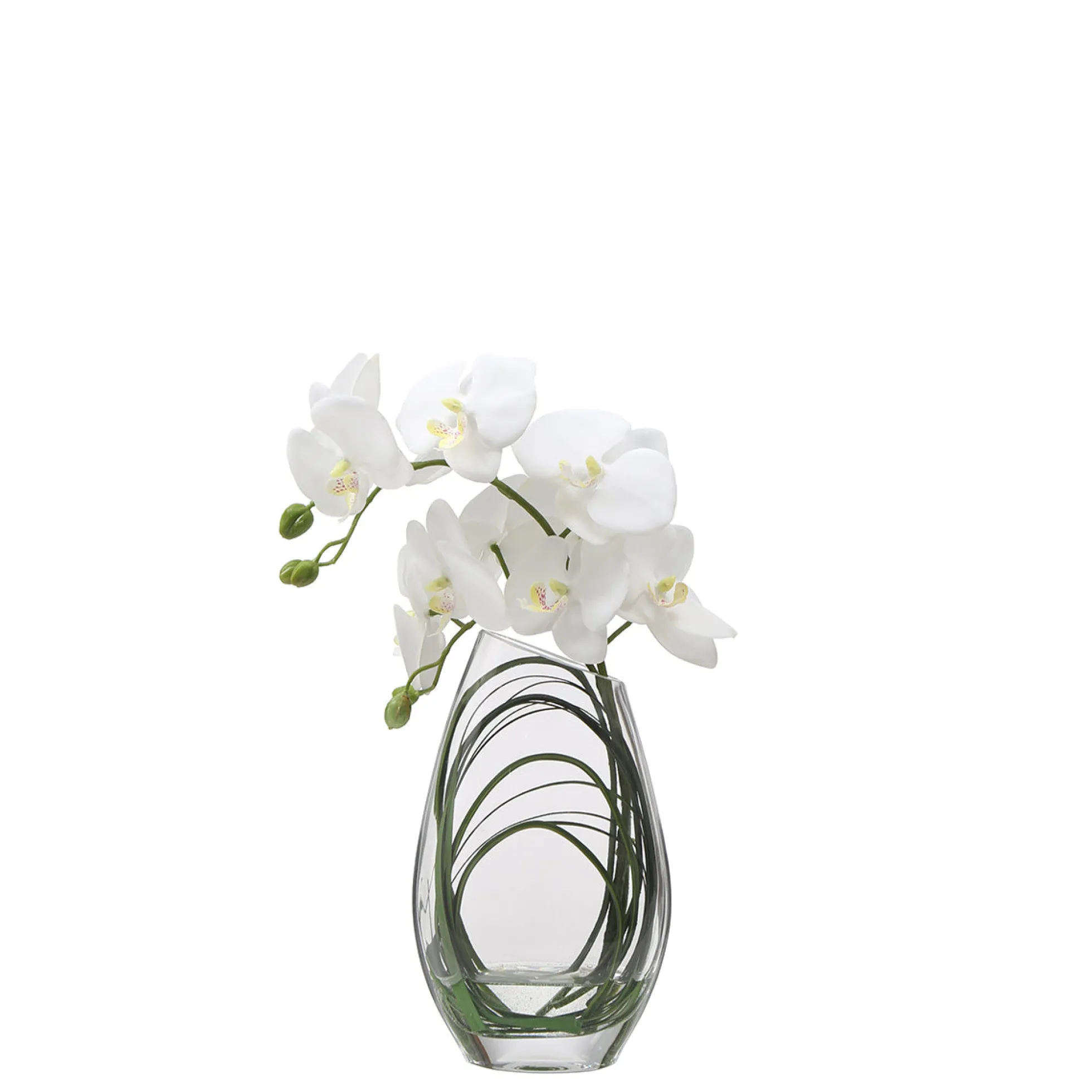 Composition d'Orchidée Artificielle avec vase et herbe d'ours 29cm