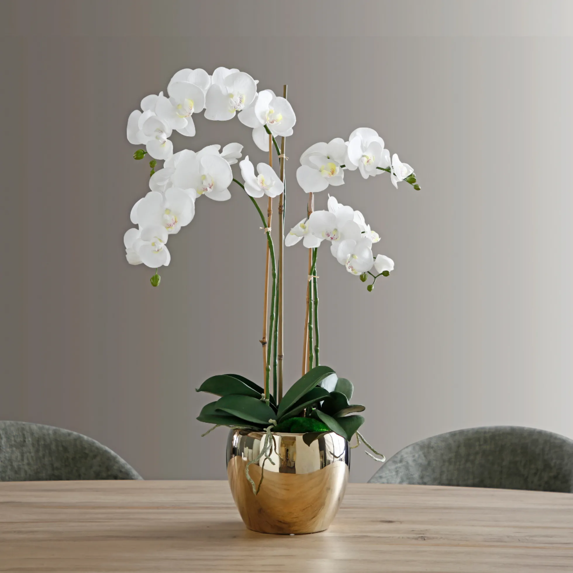Composition d'Orchidée Vase Doré 79cm