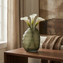 Vase en verre soufflé découpé Verdalys 25 cm