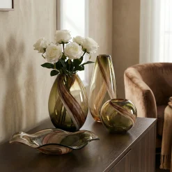 Vase en verre soufflé Olivine 25 cm