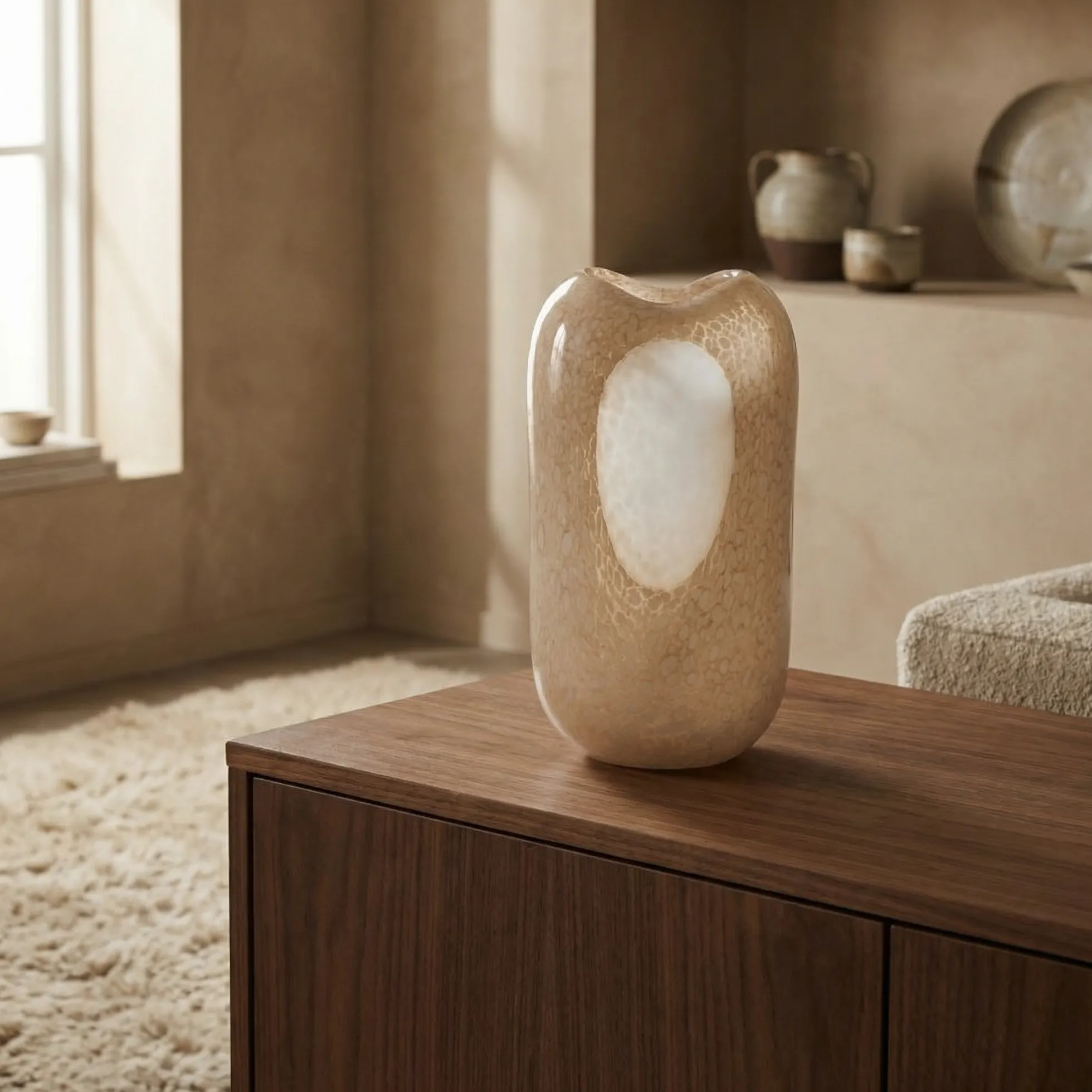 Vase en verre soufflé Opale 37 cm