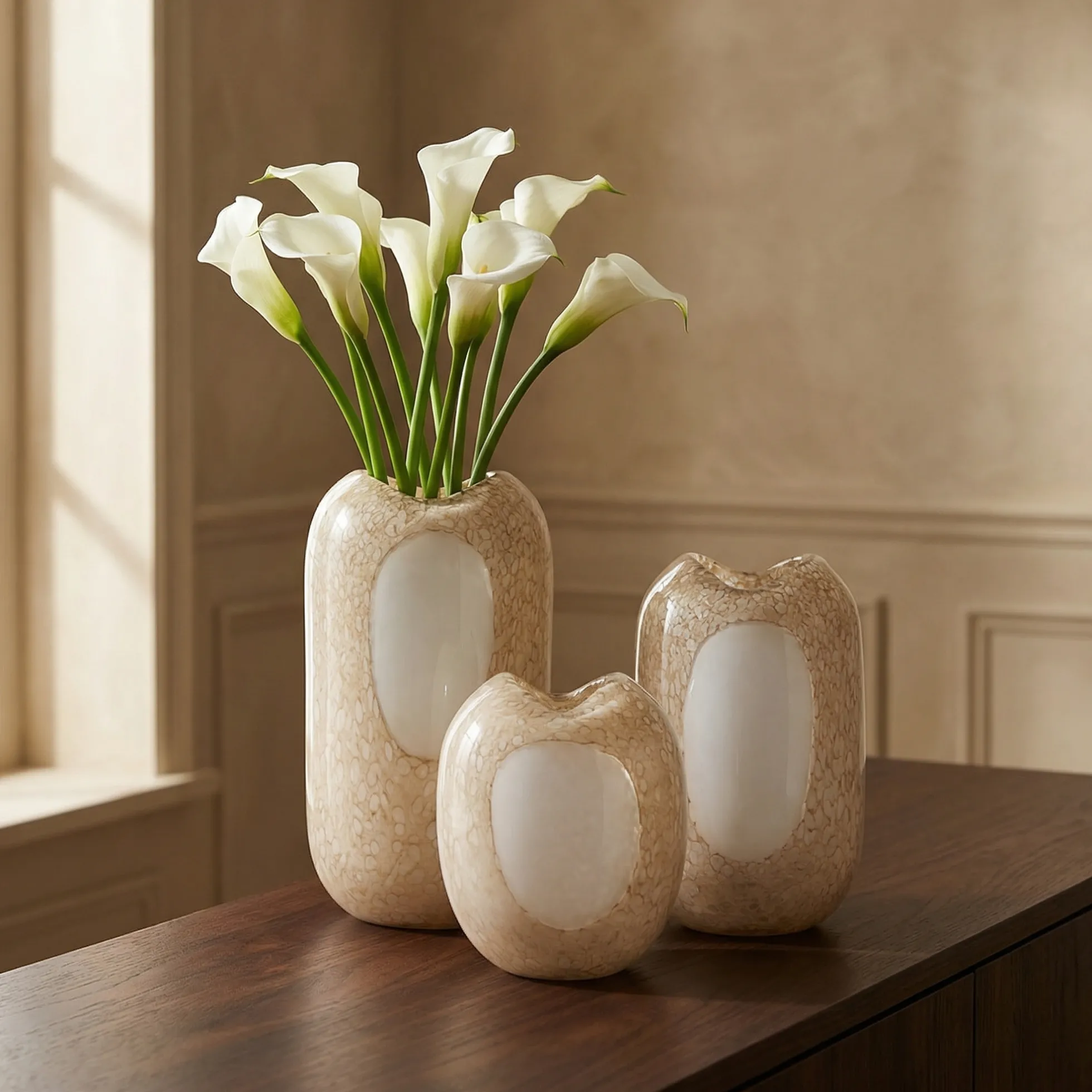 Vase en verre soufflé Opale 37 cm