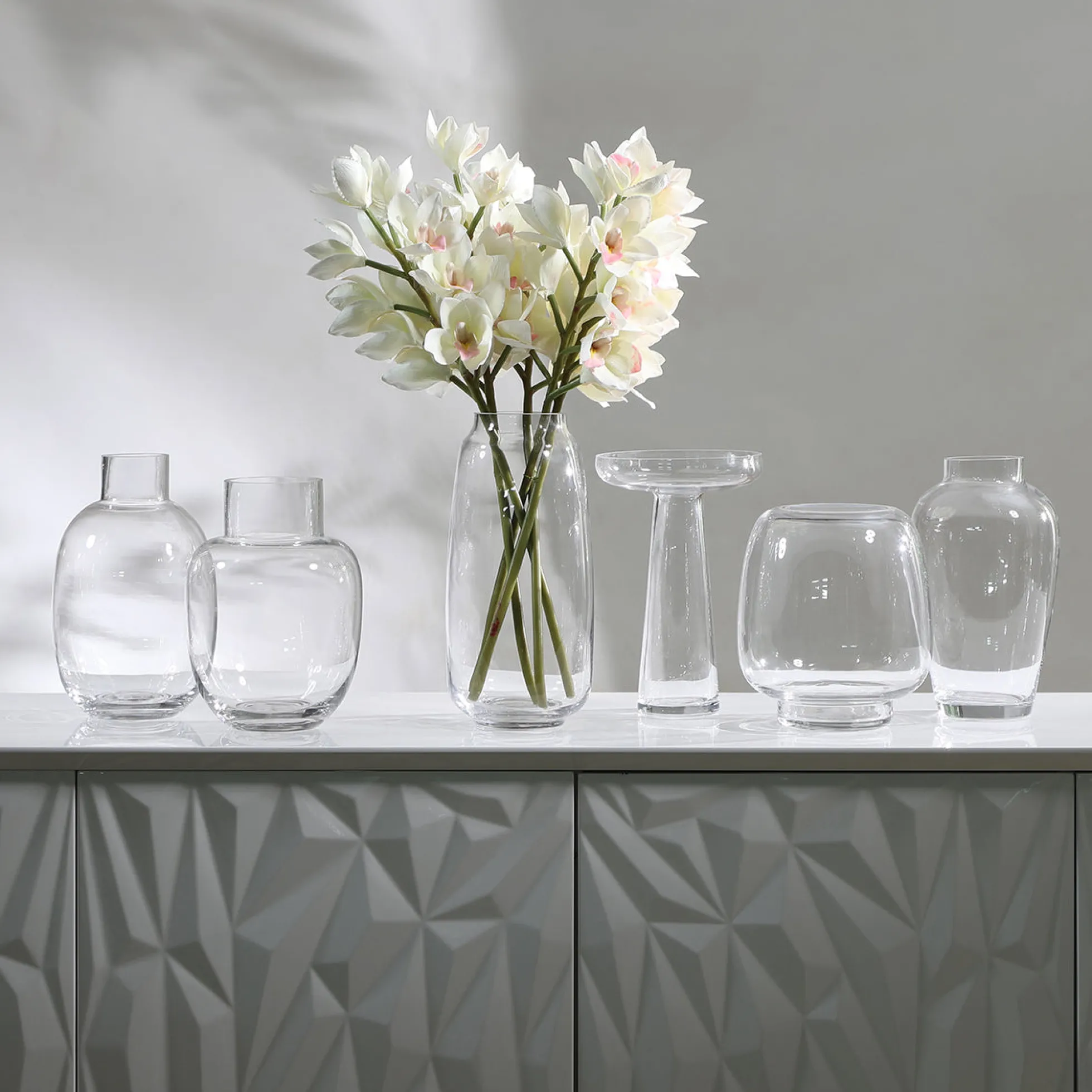 Vase transparent Arrondi avec un col large